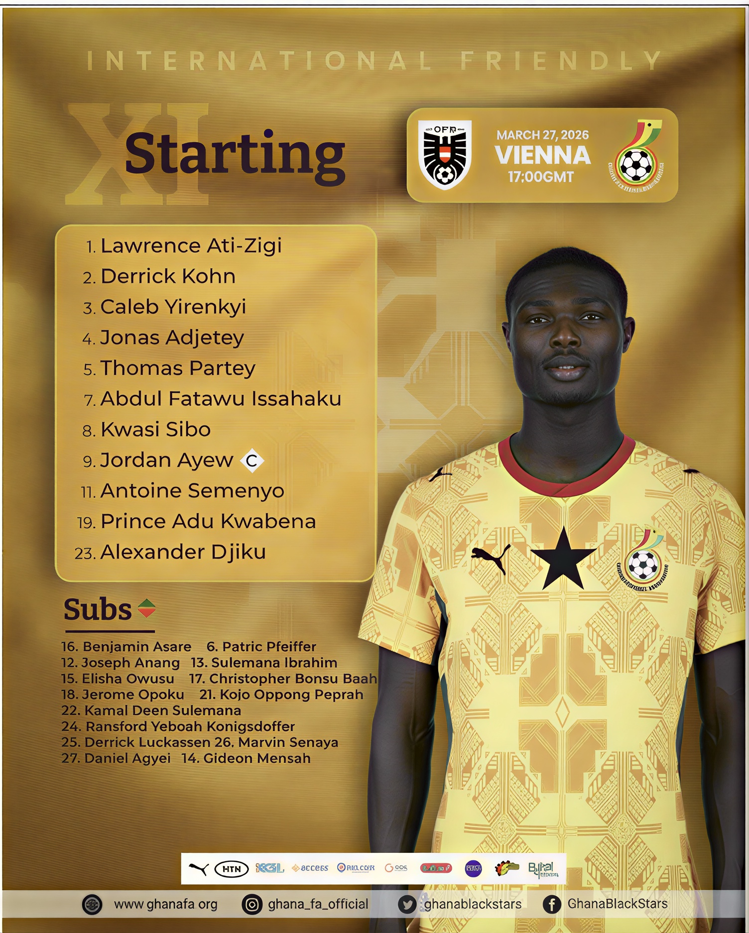 Match Preview: Ghana vs. Austria Team Line-up
