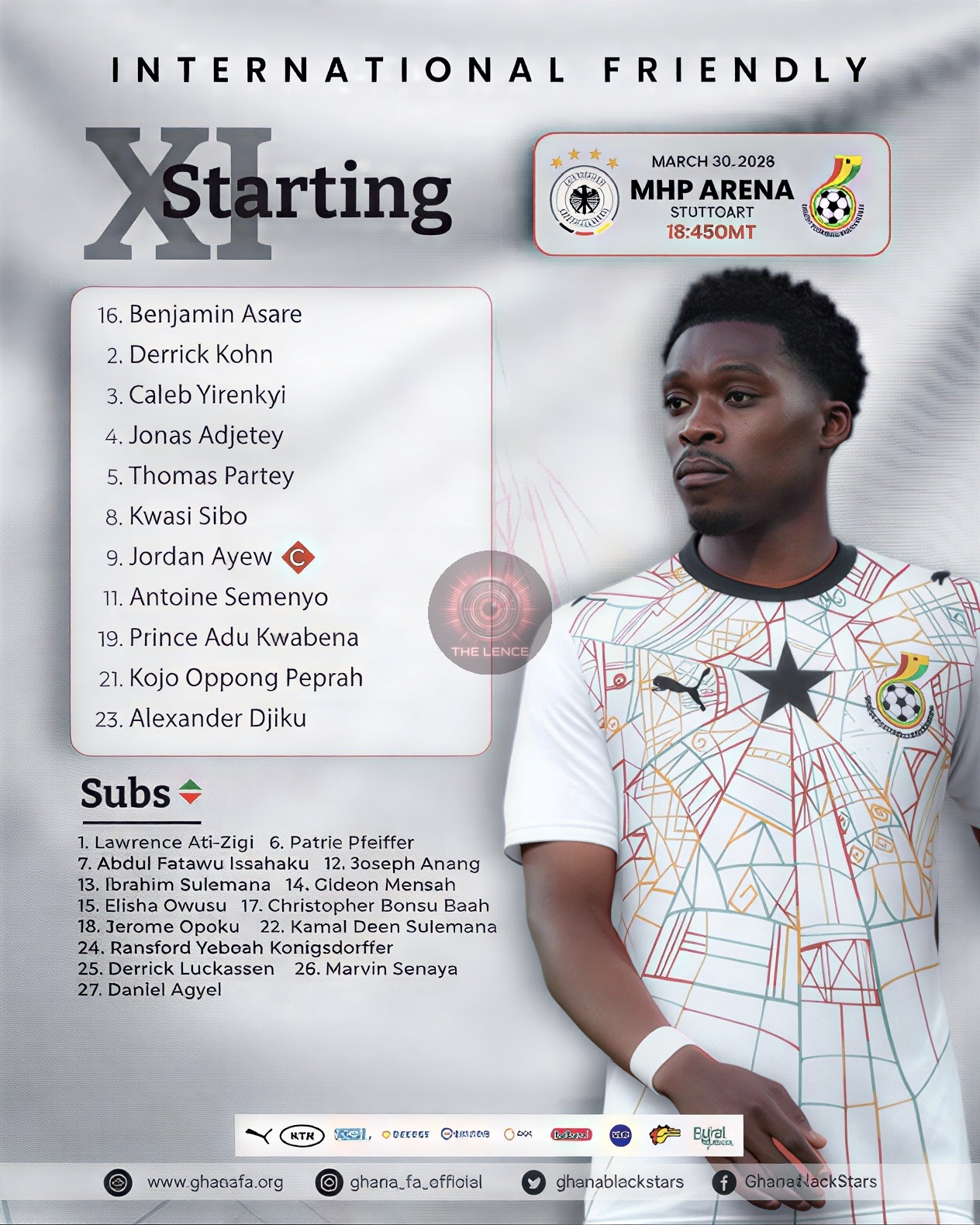 Ghana’s Lineup against Germany.